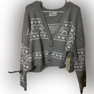 No Boundaries Charcoal and White Patterned Cardigan